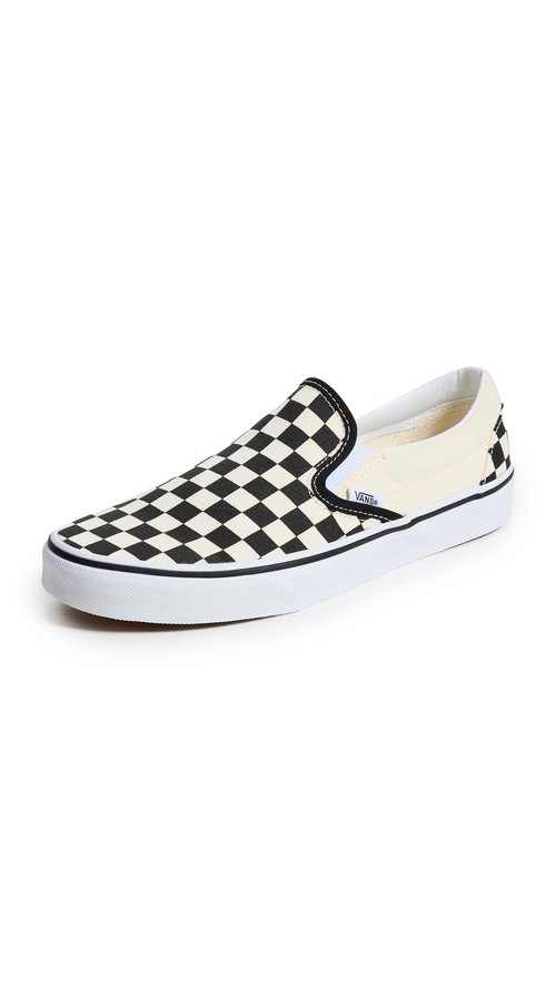 Vans Slip On Unisex Sneakers, Checkerboard Black/Off White, 9 US Women/7.5 US Men