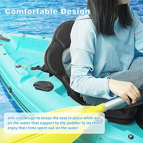 2 Pack Thickened Kayak Seat Cushions with Padded Backrest and Adjustable Straps