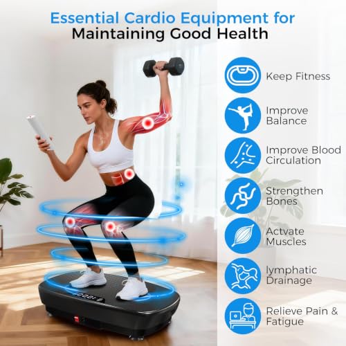 Large Black Vibration Plate Exercise Machine for Full Body Toning & Lymphatic Drainage