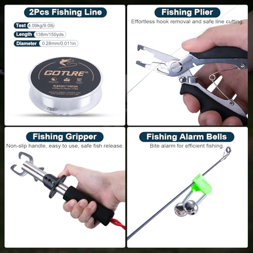 C2 6ft Telescopic Fishing Rod & Reel Combo with Carrier Bag - 1.8M-2.7M