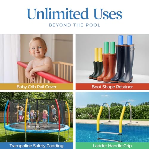 Rainbow Pool Noodles Bulk 12 Pack - Soft Foam Swim & Water Exercise Aids