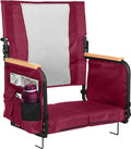 Behairity Burgundy High Back Stadium Seat with Support & Cup Holder