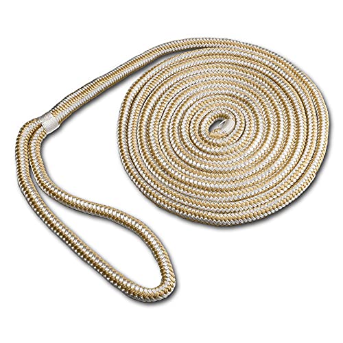 Double Braided Nylon Dock Line - Marine Rope for Boat Mooring & Anchoring