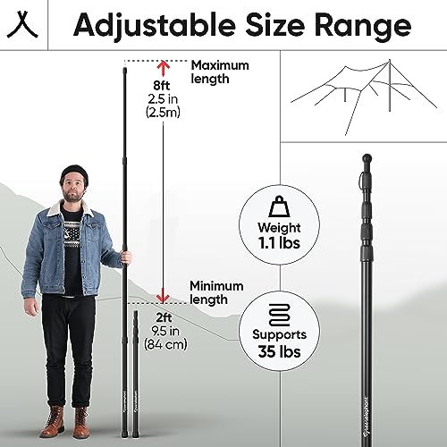 Green Elephant Adjustable Camping Tarp Poles Set of 4 - Telescoping Aluminum Tent & Canopy Poles