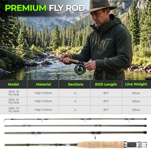 TOPFORT 5/6# 8FT Fly Fishing Rod & Reel Combo Kit with Complete Gear