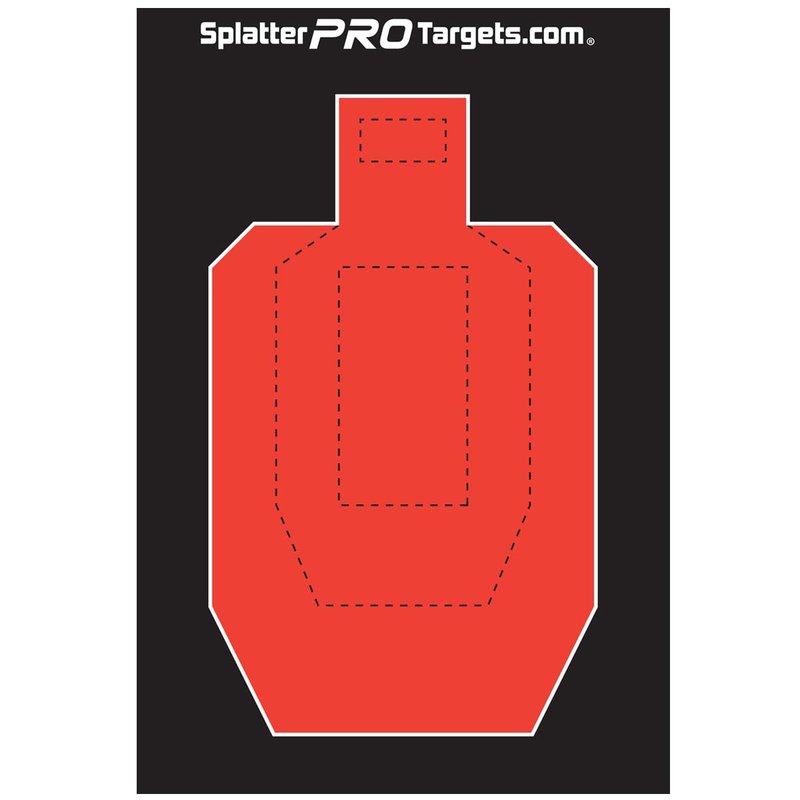 IPSC Style Splatter Targets, 12x18. Shots Burst with a Bright Splatter Upon Impact. Fully Reactive Targets. See Your Hits and Your Misses! Printed on a Heavy Duty Card Stock.