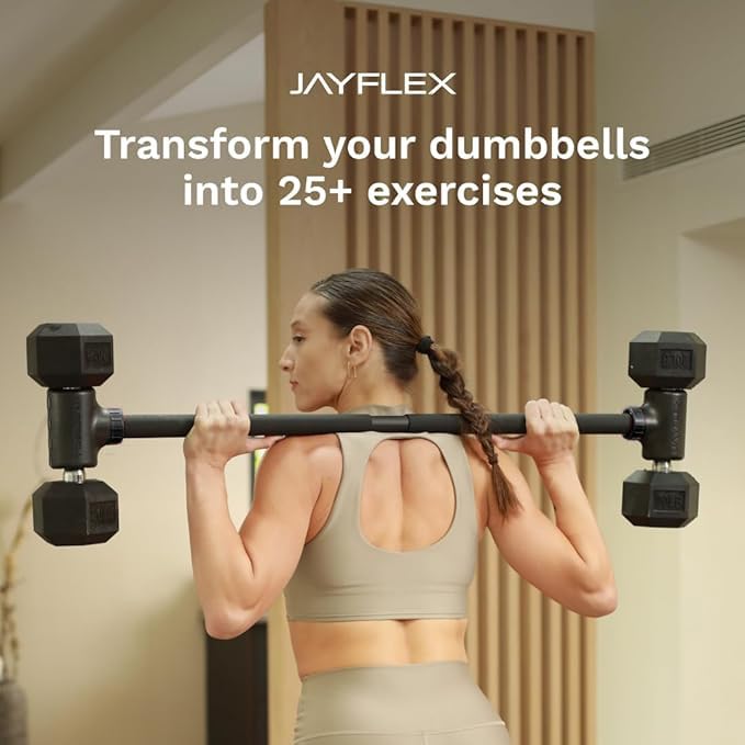 Jayflex Adjustable Dumbbell to Barbell Converter - Home Fitness Weight Bar, Up to 200 lb Capacity
