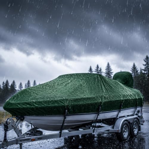 Seamander 19'-20' Forest Green Boat Cover 96" Beam Waterproof Marine V-Hull
