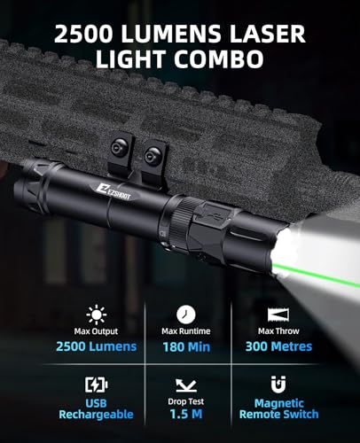 EZshoot 2500 Lumens Rifle Laser Light Combo with Green Beam for Home Defense