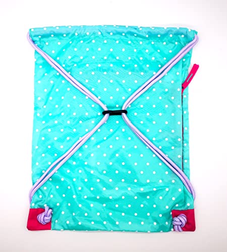 Drawstring Dance Bag for Girls - Packable Ballet & Gym Cinch Bag, Ice Green & Red