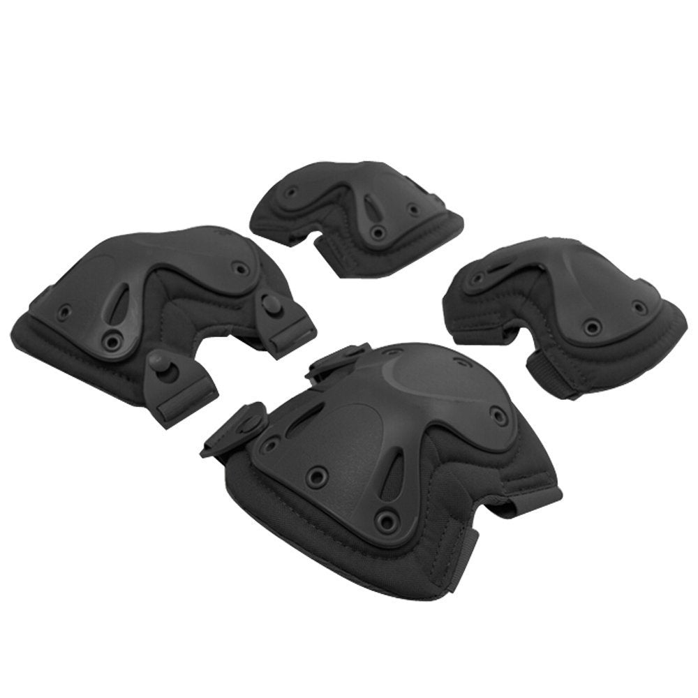 Skiennix Tactical Combat Knee & Elbow Protective Pads - Pack of 4 in Black for Ultimate Protection