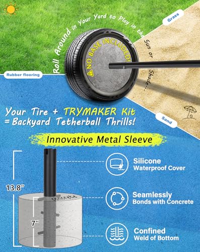 Tetherball Set with Pole and Classic Ball - Heavy-Duty Outdoor Game Kit