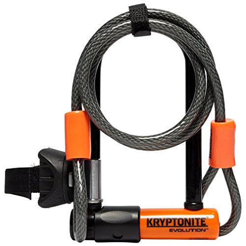 Bicycle U-Lock with 4 ft KryptoFlex Double Loop Cable - Black/Orange
