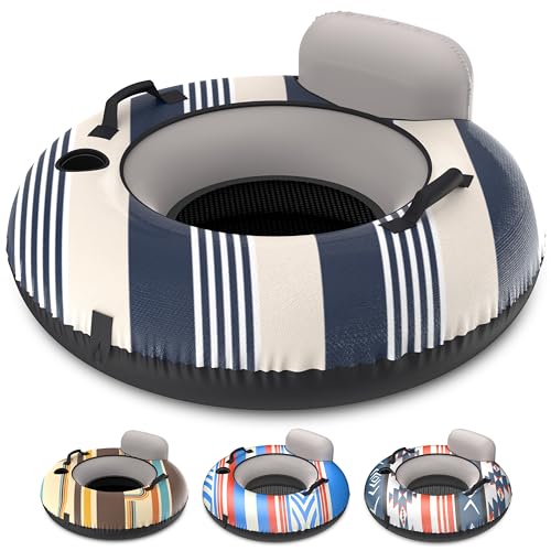 48 Inch River Tube with Canvas Cover - Heavy Duty Floating Lounge for Lakes & Pools