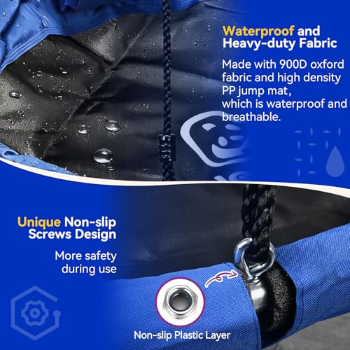 48 Inch Saucer Tree Swing with Detachable Pillow for Outdoor Backyard - Blue