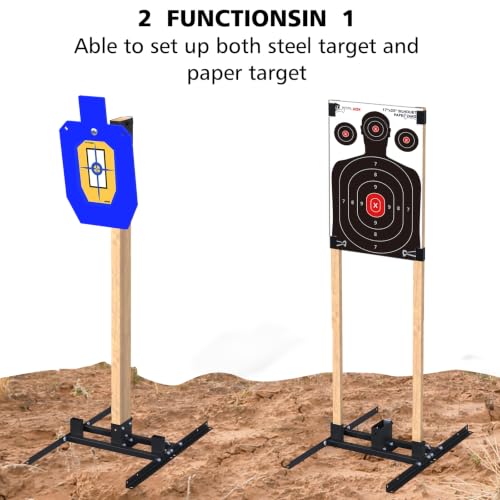 Atflbox 2-Pack 2x4 Target Stand Base, H-Shaped Steel & Paper Target Holder, 2nd Variation