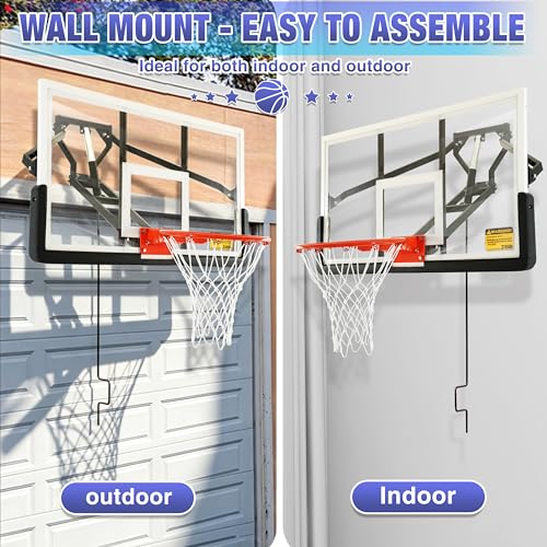 54.5-Inch Wall Mount Basketball Hoop with Shatterproof Backboard & Adjustable Height