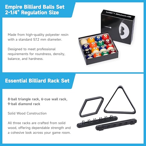 61 Piece Pool Table Accessories Set with Cue Sticks & Balls - All-in-One Billiard Kit for Home & Recreation