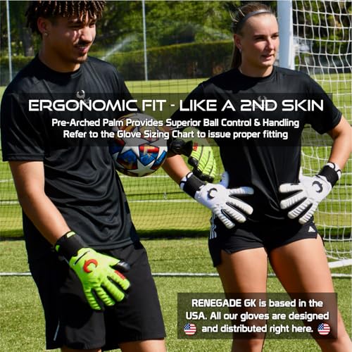 Renegade GK Eclipse Phantom Goalkeeper Gloves - Level 5, Adult & Youth, 9 Size, Fingersave, Max Grip & Comfort