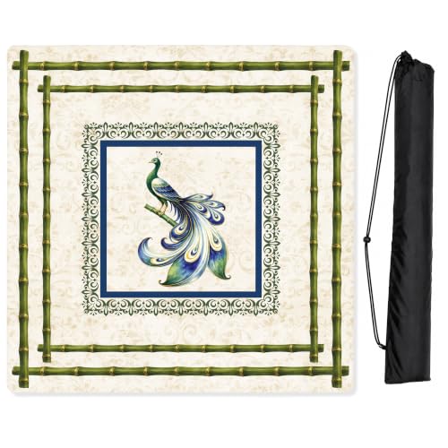 Green Classic Mahjong Mat for Table - Non-Slip Rubber, Travel Bag, 33x33 Inches
