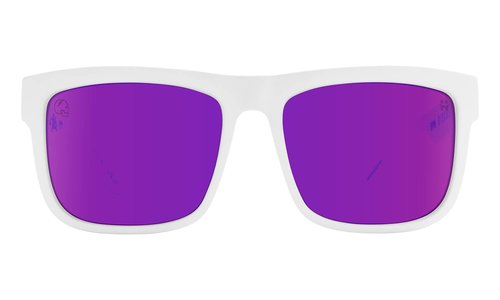 Spy Optic Discord, Square Sunglasses, Color and Contrast Enhancing Lenses (Slayco Matte White Viper, Happy Bronze Purple Spectra Lenses)