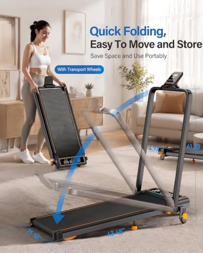 Trisomy Ebony Walking Pad Treadmill with 15% Incline & LED Display, 4-in-1 Foldable Home Workout