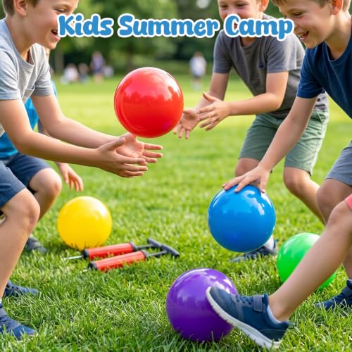 Inflatable Playground Balls Set - 8.5 Inch Sensory Bouncing Balls with Hand Pump - Medium
