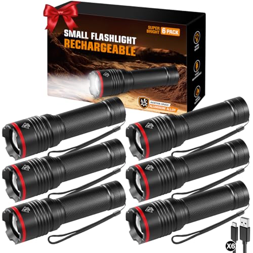6-Pack Rechargeable LED Flashlights High Lumens Portable Home & Outdoor Use