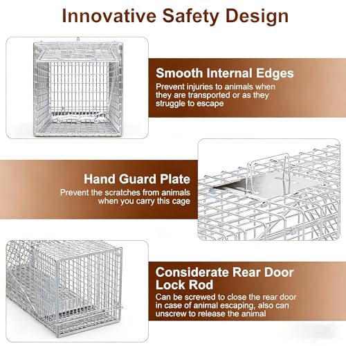 Large Humane Collapsible Animal Trap Cage 37x14x15 Inches for Raccoons Foxes