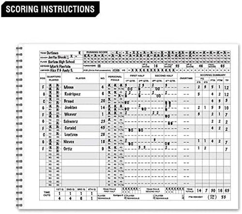 Champro Basketball Score Book - Essential Game Tracker | Durable White Design