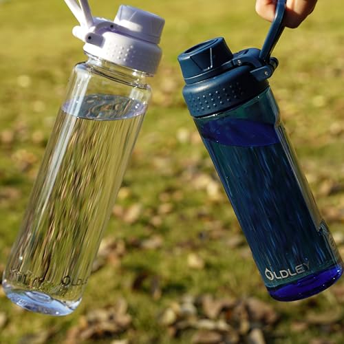 Oldley 32 oz Transparent Water Bottle with Handle & Spout Lid - BPA Free Sports Bottle