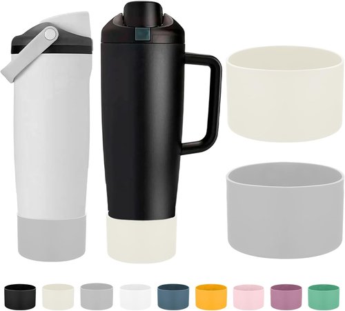 Mity Rain Silicone Protective Boots for Owala 30oz & 40oz Bottles | Enhance Stability & Prevent Scratches - Ivory & Light Gray