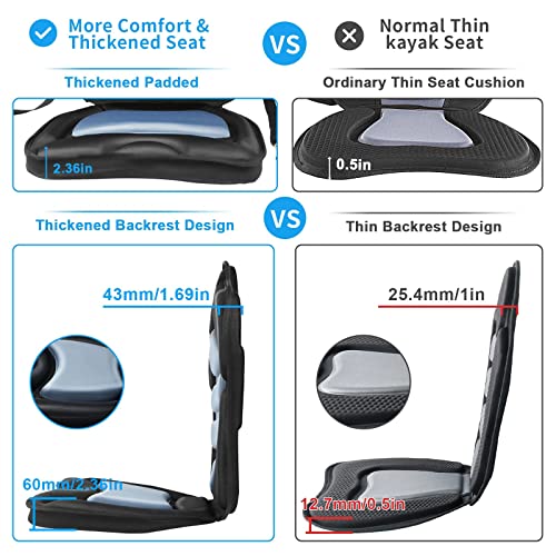 2 Pack Thickened Kayak Seat Cushions with Padded Backrest and Adjustable Straps