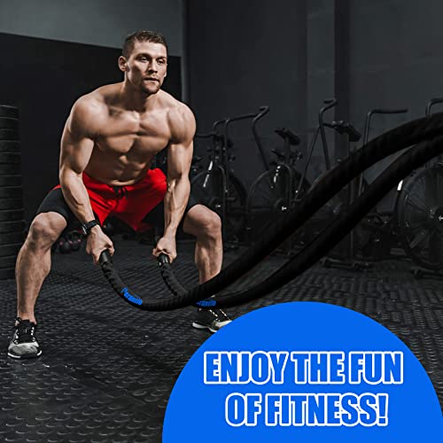 Heavy Battle Rope with Wear-Resistant Nylon Sleeve - 1.5 Inch x 50 Ft Home Gym Fitness