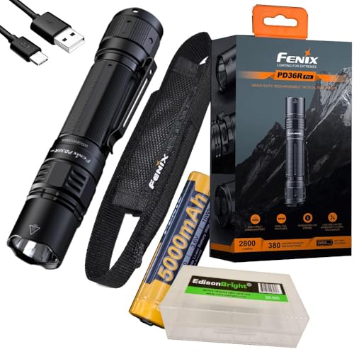 LED Tactical Flashlight with USB Rechargeable Battery & Carry Case Bundle