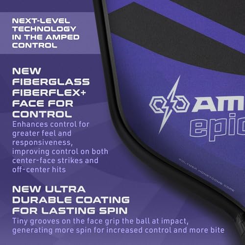 Selkirk Amped Control Pickleball Paddle - Purple Lightweight, Fiberglass Core