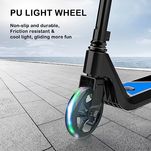 LINGTENG Black Electric Kids Scooter for Ages 6-9 with Flash Wheel & Adjustable Speed