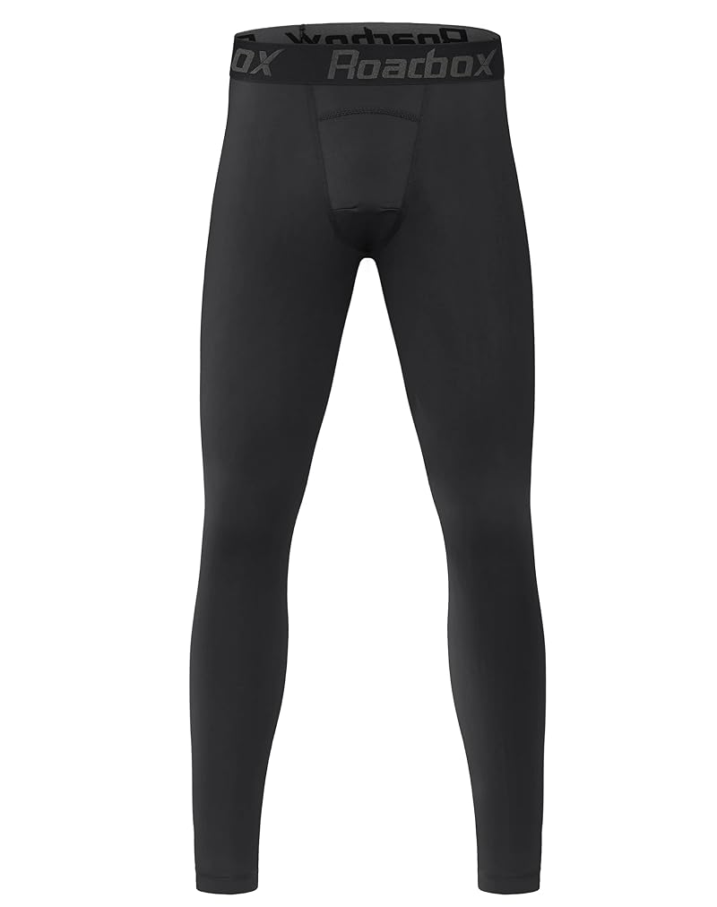 Roadbox Boys Compression Pants Black Medium – Quick-Dry Base Layer Leggings