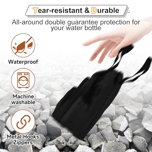 Black Crossbody Water Bottle Carrier Bag 32-40 oz with Phone Pocket - Dikuer