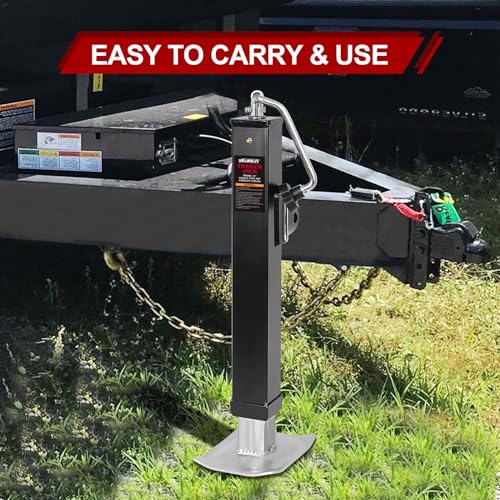 15" 7000lb Weld-On Drop Leg Swivel Trailer Jack - Square Pipe Mount, Corrosion-Resistant Black E-Coat Finish