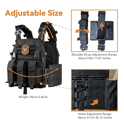 Adjustable Tactical Airsoft Vest with Molle System for Men - Black