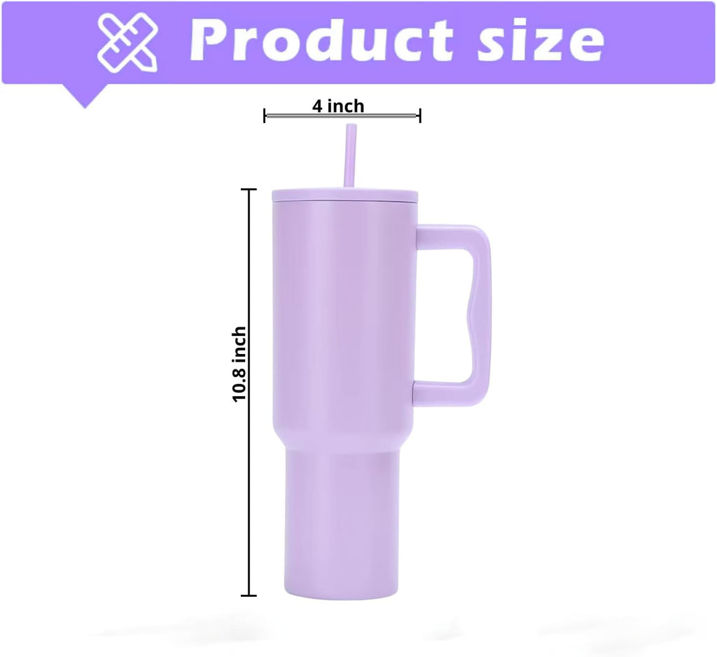 Skiennix 40 Oz Stainless Steel Insulated Water Bottle - Leakproof BPA-Free Tumbler with Handle & Straw | Purple