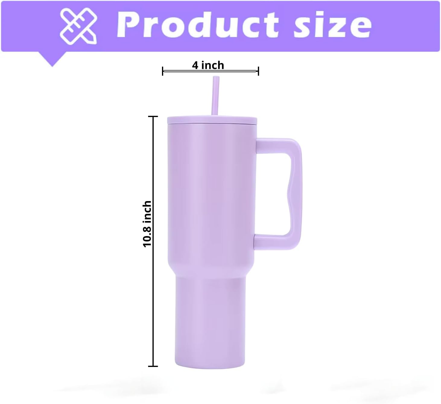 Skiennix 40 Oz Stainless Steel Insulated Water Bottle - Leakproof BPA-Free Tumbler with Handle & Straw | Purple