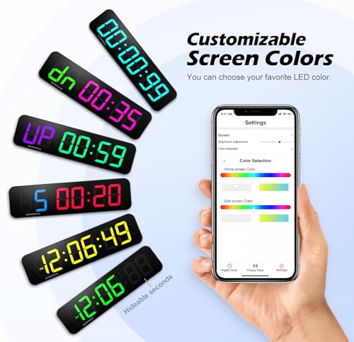 15.2-Inch Digital Gym Timer with App & Remote Control for Home & Outdoor Workouts