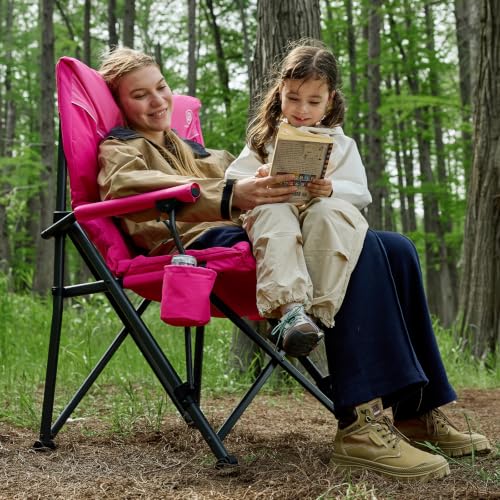 Ever Advanced Pink Oversized Padded Camping Chair for Women, Heavy Duty 500lbs Capacity