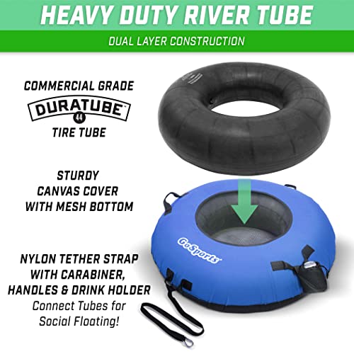 GoSports 44 Inch Blue Heavy-Duty River Tube with Canvas Cover & Mesh Bottom