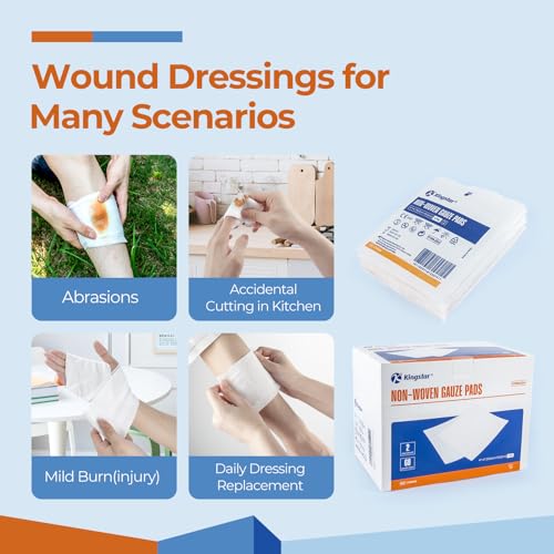 Kingstar Sterile Nonwoven Gauze Pads 4x4 Inches Pack of 120 - Medical First Aid