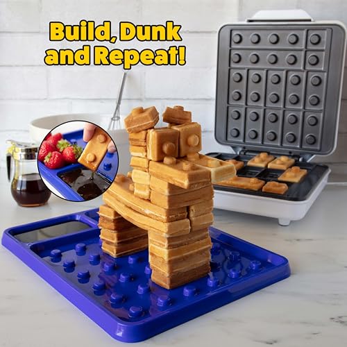 Building Brick Waffle Maker - Deluxe Black with 2 Plates for Fun Shaped Waffles