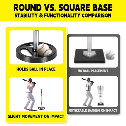 Adjustable Batting Tee for Baseball & Softball 24-46 Inches - Kids & Adults Training Equipment