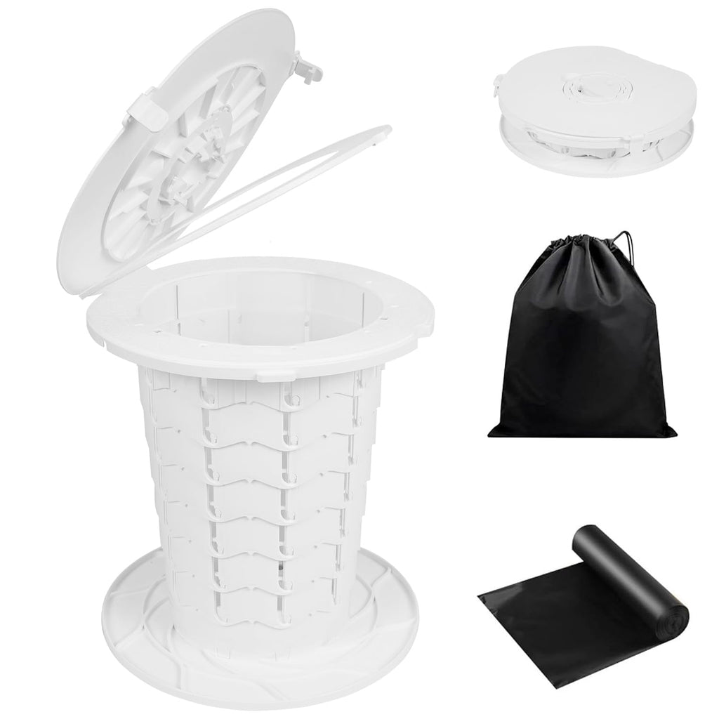 XL Portable Toilet - 13"H Adjustable Foldable Camping Toilet with Carrying Case, Strap,Toilet Bag for Camping, Hiking, Travel and Car- Lightweight and Quick Setup